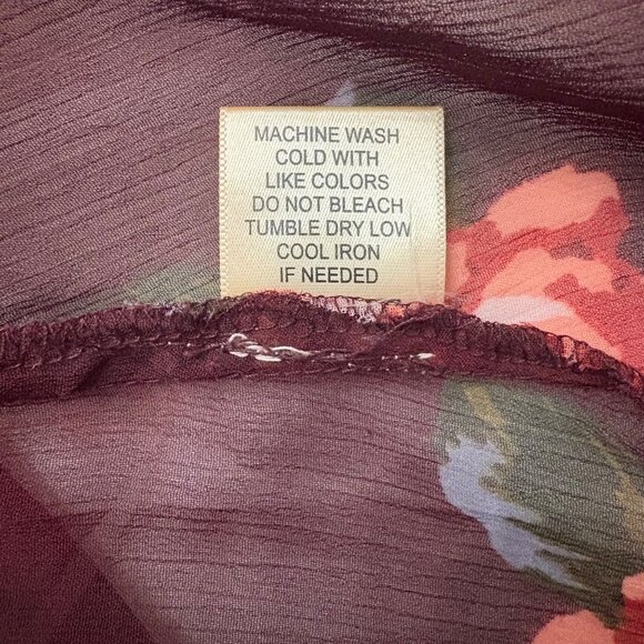 Floral Sheer Burgundy High-Low Maxi Kimono With Off-Shoulder Design Size S - Picture 7 of 10